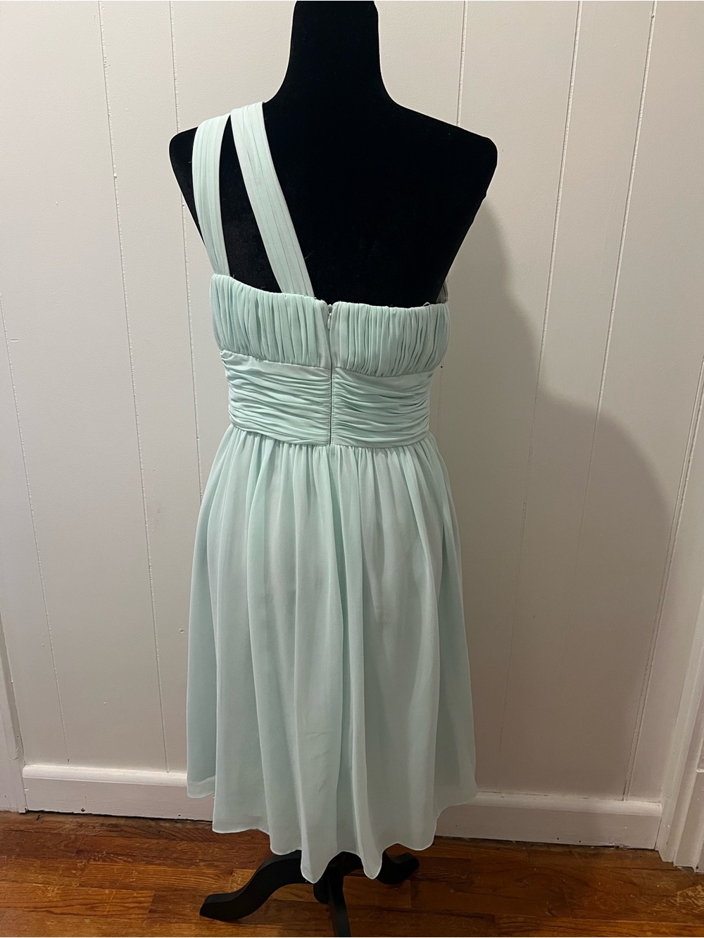 Donna Morgan Mint One Shoulder Bridesmaid Dress Size 8 Wedding Guest Formal - Picture 7 of 8